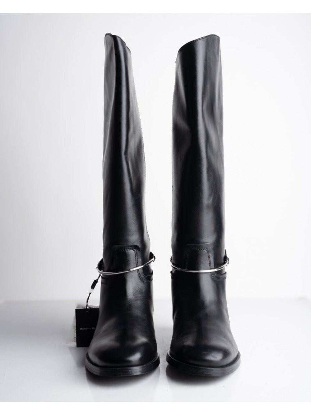 Massimo Dutti Womens Leather Knee High Riding Boots Black Sz US 9 EU 40 NWD - Picture 4 of 10